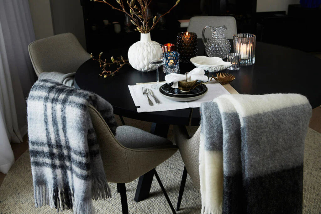 Mohair Blanket Black & Skiffer Check