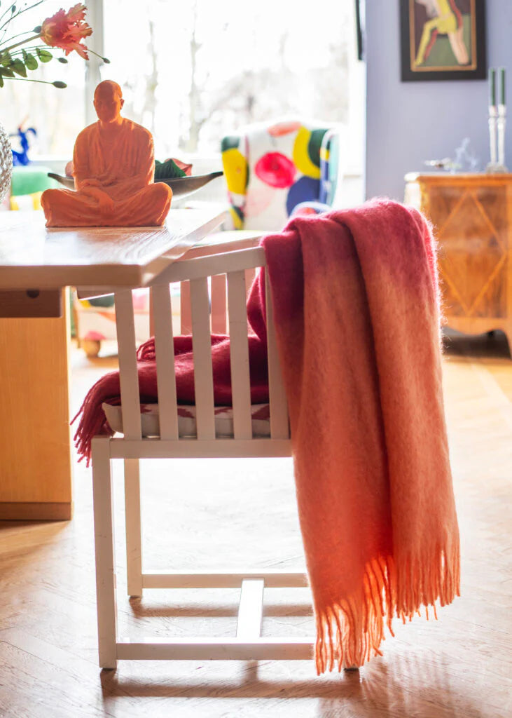 Mohair Blanket Dip Dyed Orange & Pion