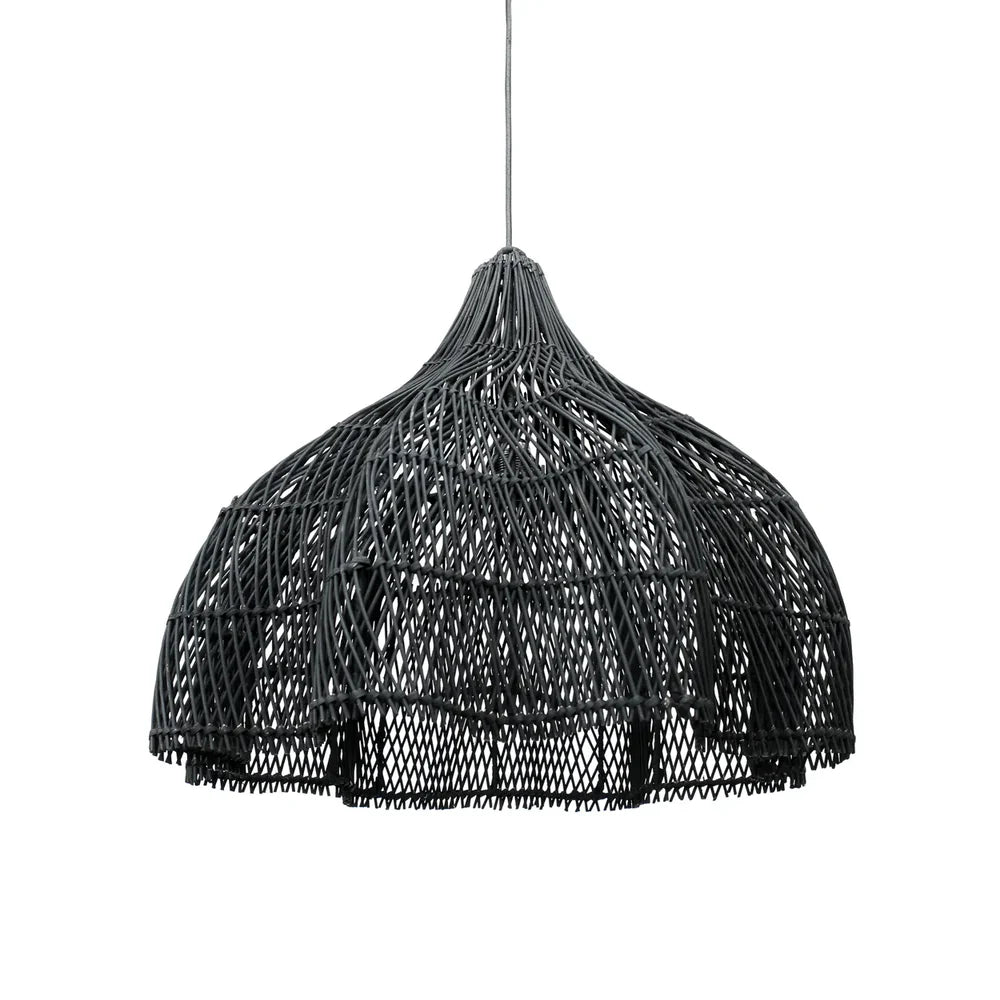 The Ripple Rattan Pendant - Black - M