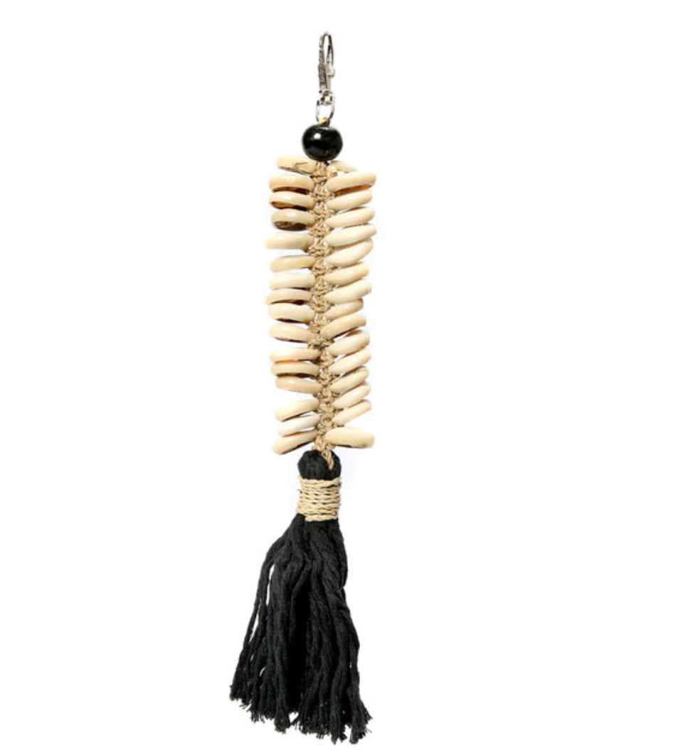 Shell Fishbone Keychain - Black
