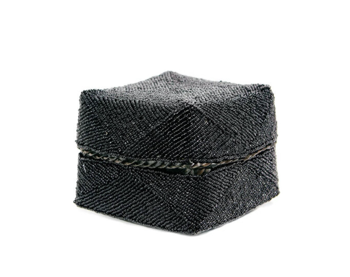 Black Beaded Basket - M
