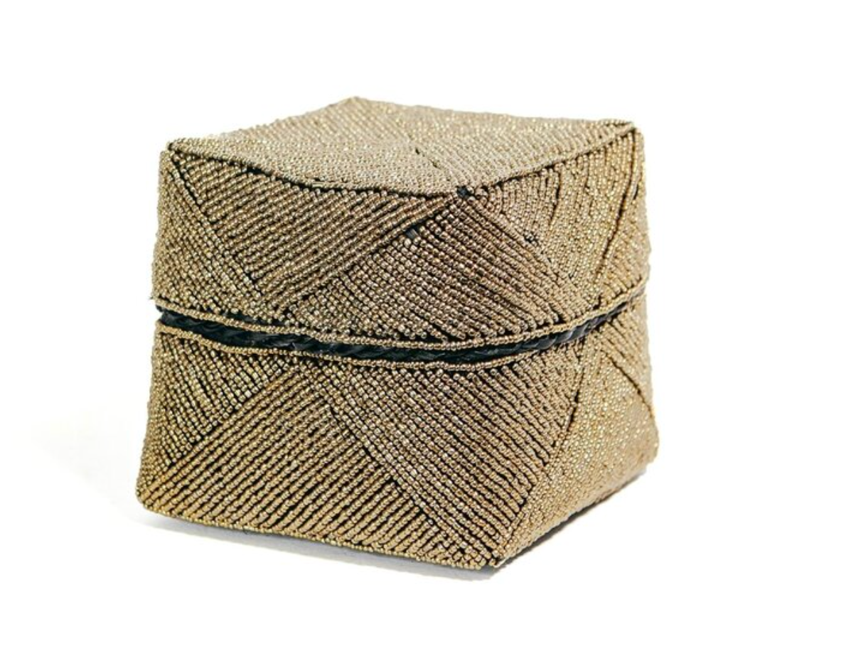 Gold Beaded Basket - M
