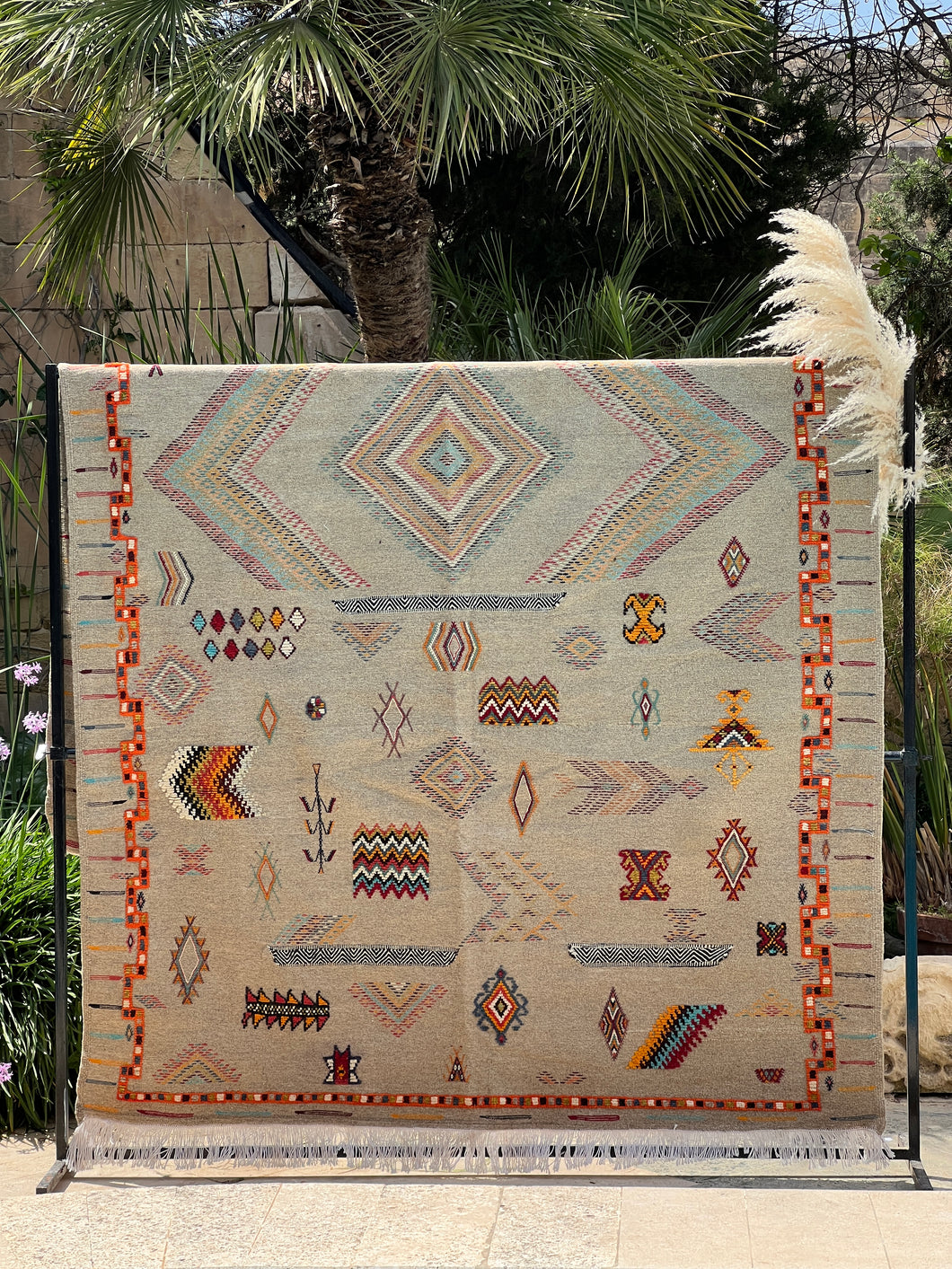 TribalBerberKilim-Beige_Multicolour200x300cm, Front Side