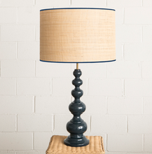 Load image into Gallery viewer, Wooden Bobbin Table Lamp - Indigo
