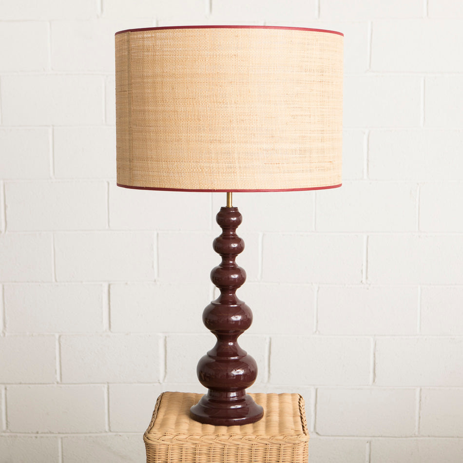 Wooden Bobbin Table Lamp - Wine