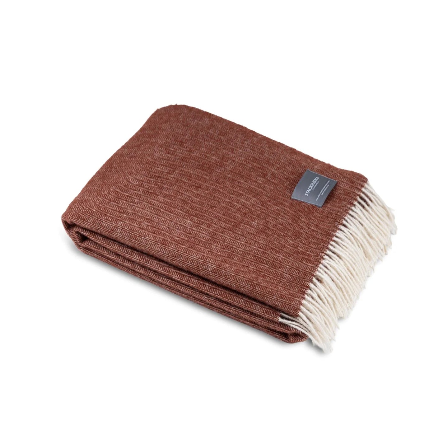Wool Blanket Fishbone Brick & Off-white