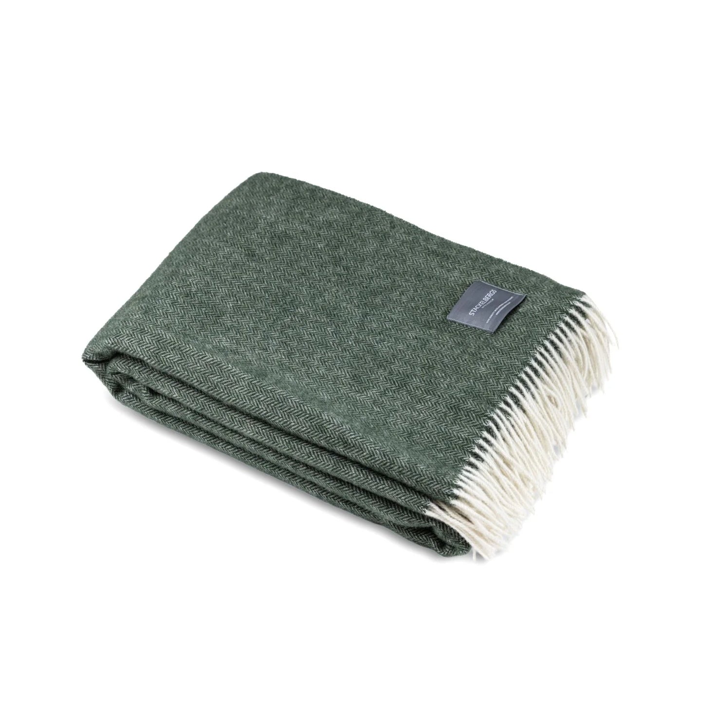 Wool Blanket Fishbone Green & Off-white