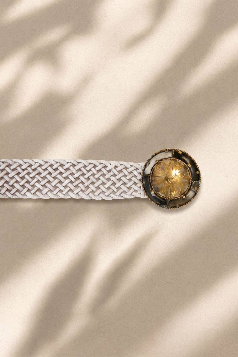 WIDE WHITE IMPE LEATHER BELT