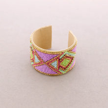 Load image into Gallery viewer, Beaded Cuff  Bracelet Lilac
