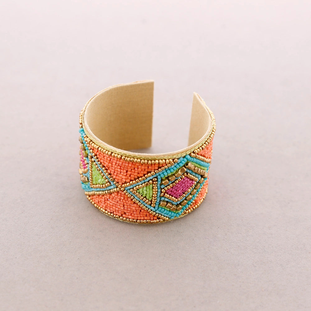 Beaded Cuff Bracelet Amber