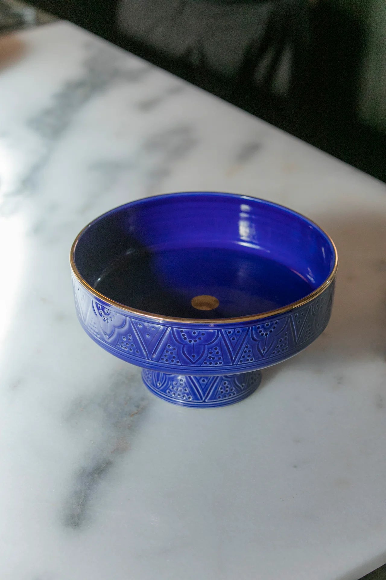 Empreinte Blue Pedestal Serving Dish