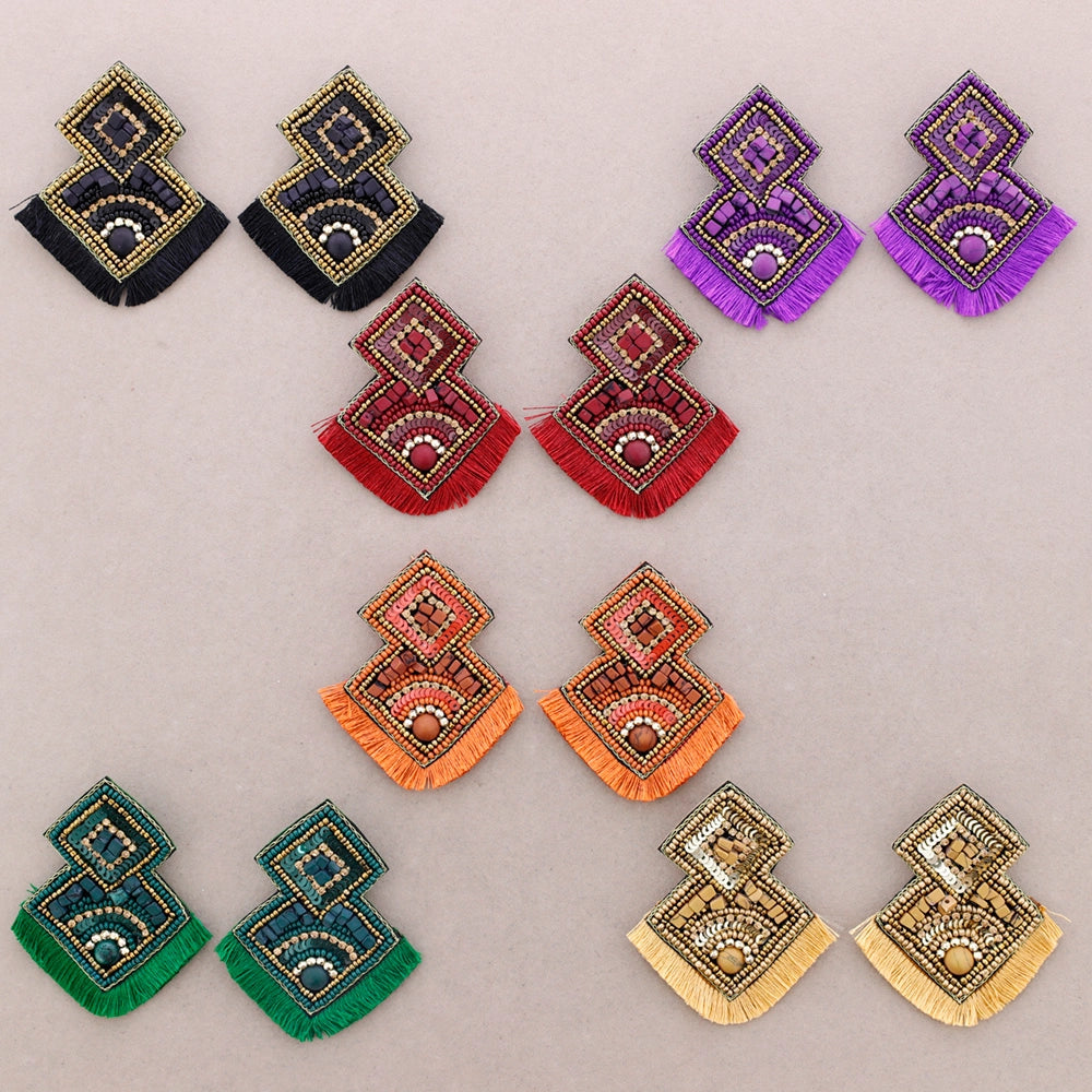 Rhombus  Earrings Amber