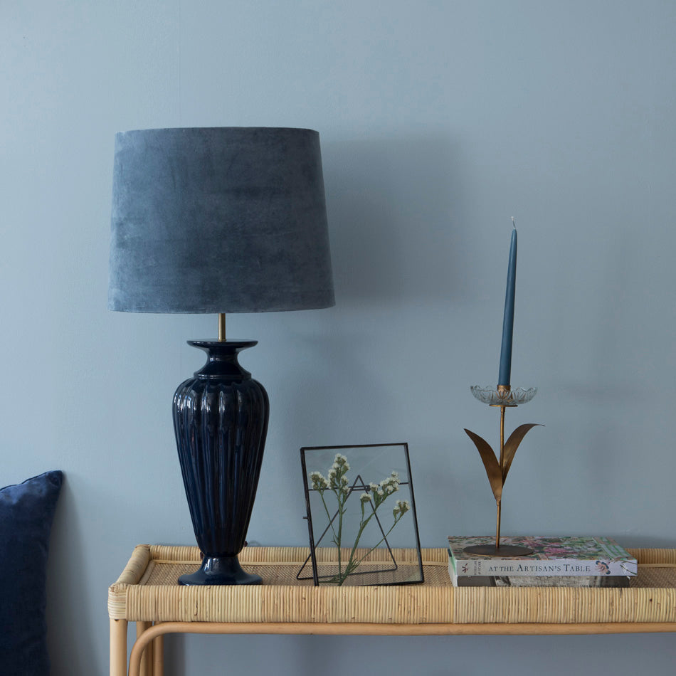 Harriet Cotton Velvet Lampshade - Storm Blue