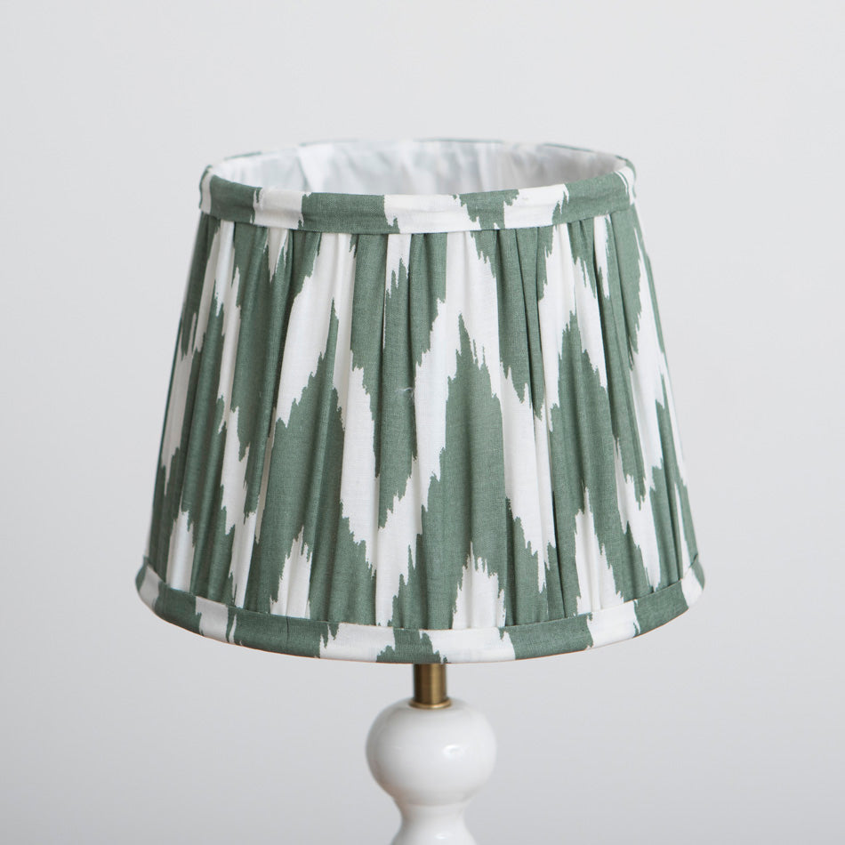 Ikat Green Pleated Lampshade - Small