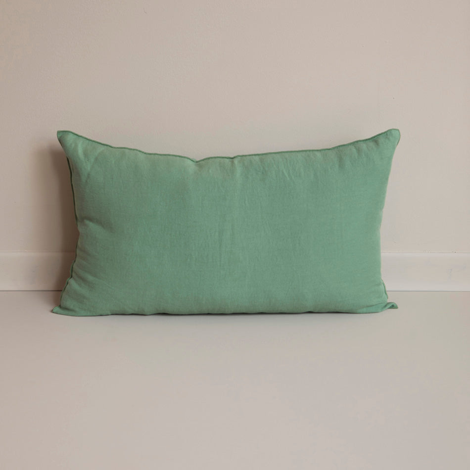 Poppy Linen Cushion - Kelly Green