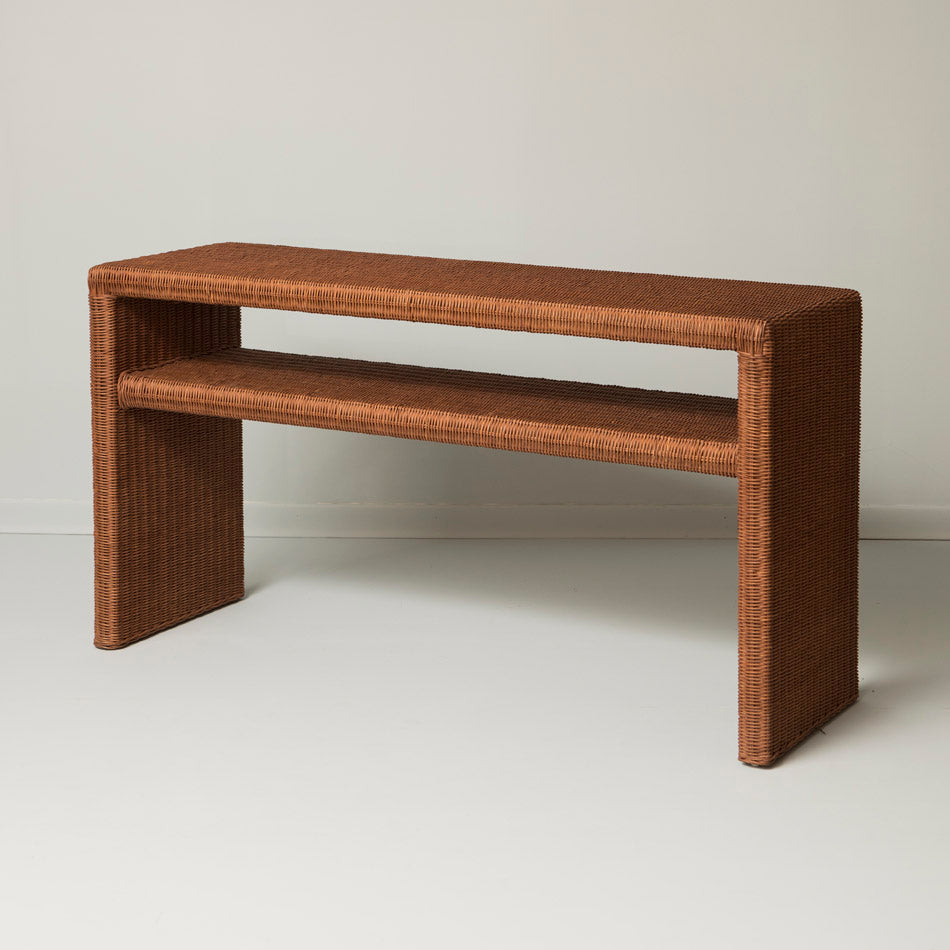 Olivia Rattan Console Table - Brown