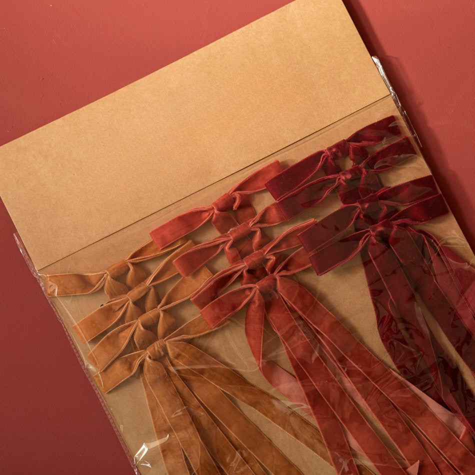 Velvet Longtail Bow Set - Pinks & Reds