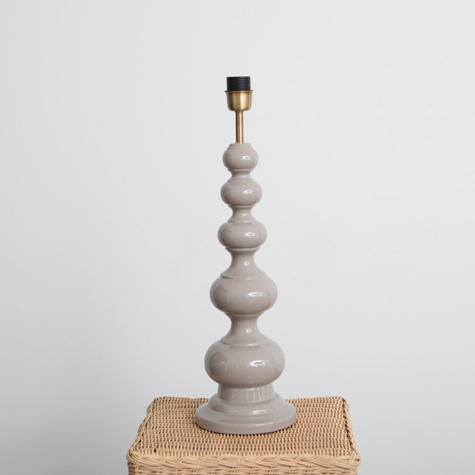 Wooden Bobbin Table Lamp - Taupe