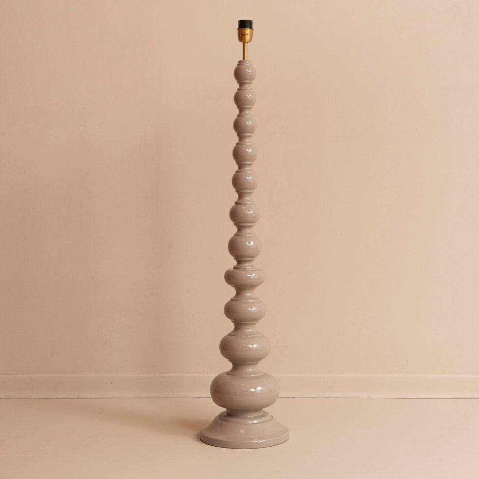 Wooden Bobbin Floor Lamp - Taupe