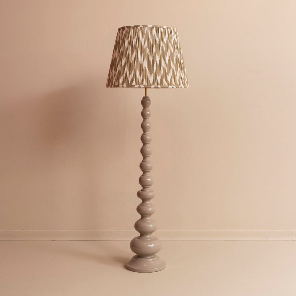 Wooden Bobbin Floor Lamp - Taupe