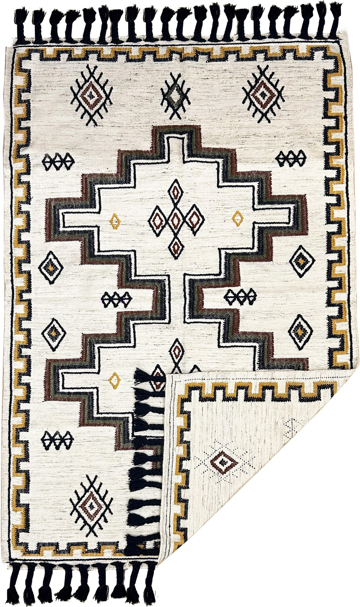 Tribal Rug - Cream / Blue 150 x 240cm