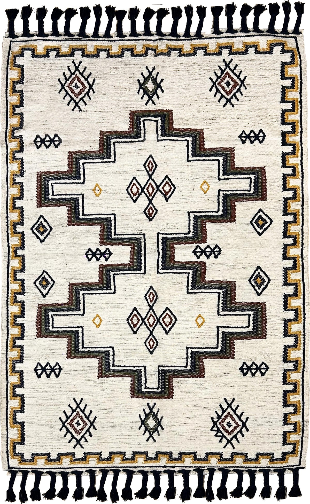 Tribal Rug - Cream / Blue 150 x 240cm