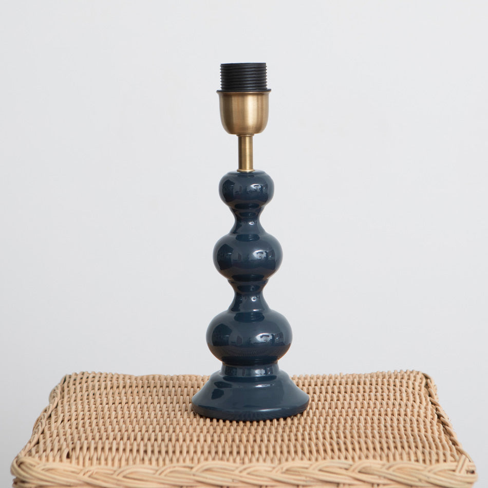 Wooden Bobbin Mini Table Lamp - Indigo