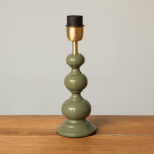 Load image into Gallery viewer, Wooden Bobbin Mini Table Lamp - Sage Green
