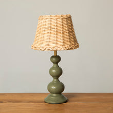 Load image into Gallery viewer, Wooden Bobbin Mini Table Lamp - Sage Green
