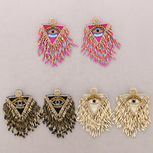 Load image into Gallery viewer, Evil Eye Earrings Ebony Gold
