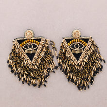 Load image into Gallery viewer, Evil Eye Earrings Ebony Gold
