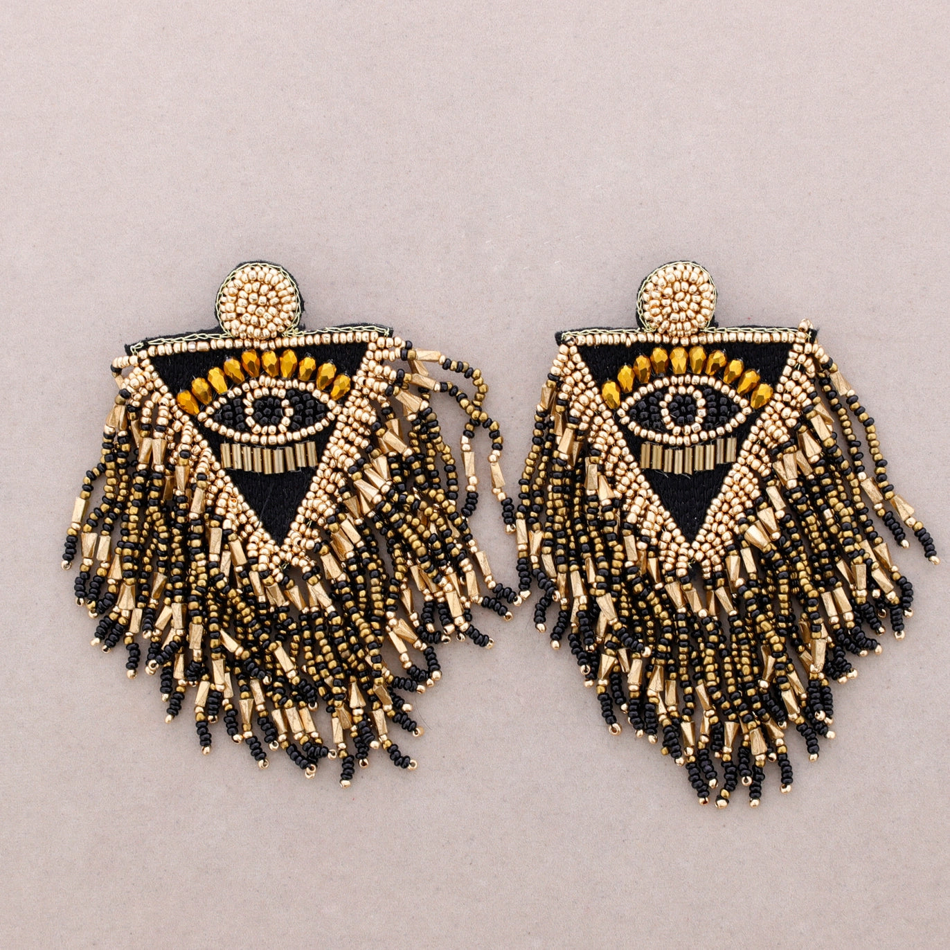 Evil Eye Earrings Ebony Gold
