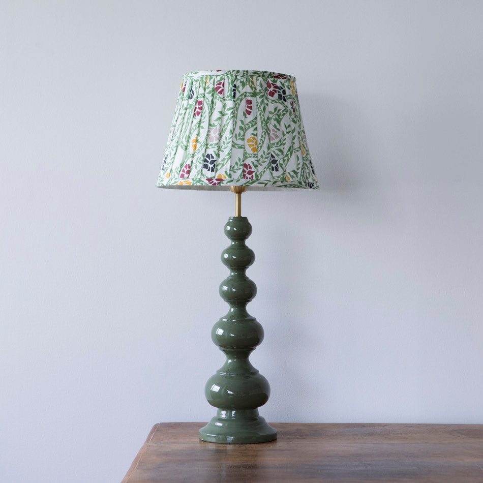 Wooden Bobbin Table Lamp - Sea Green