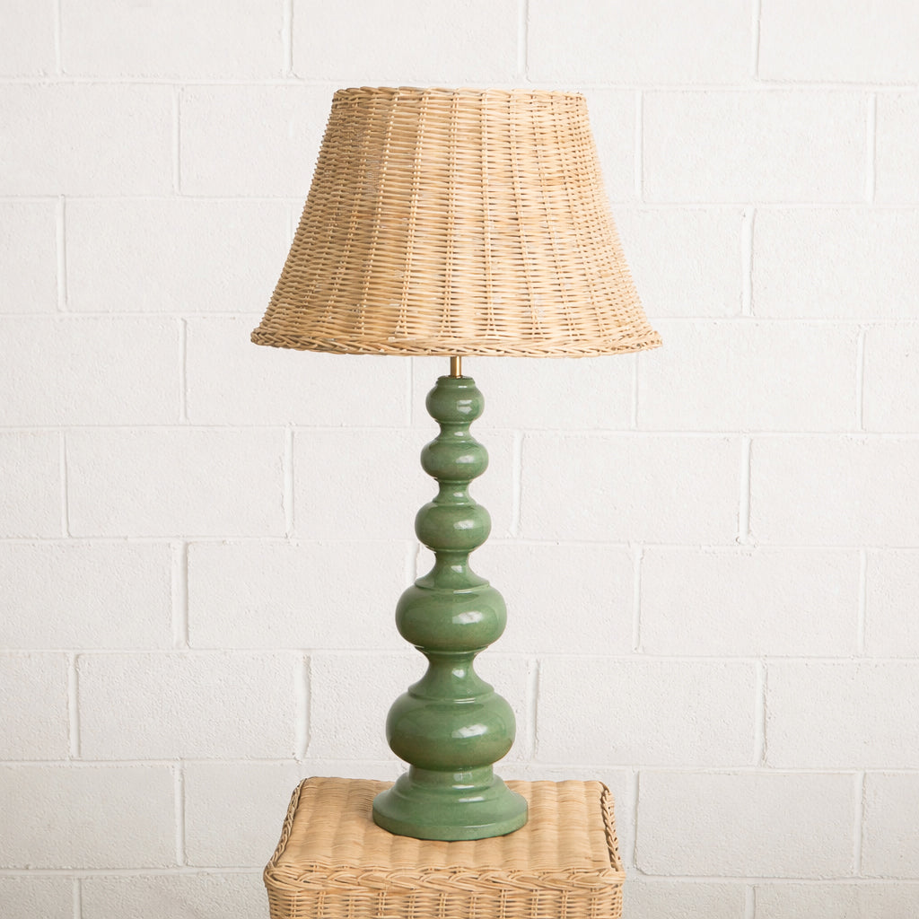 Wooden Bobbin Mini Table Lamp - Sage Green