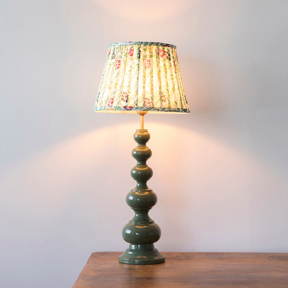 Wooden Bobbin Table Lamp - Sea Green