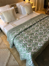 Load image into Gallery viewer, Green Jaipur Cotton Quilt - Queen
