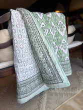 Load image into Gallery viewer, Green Jaipur Cotton Quilt - Queen
