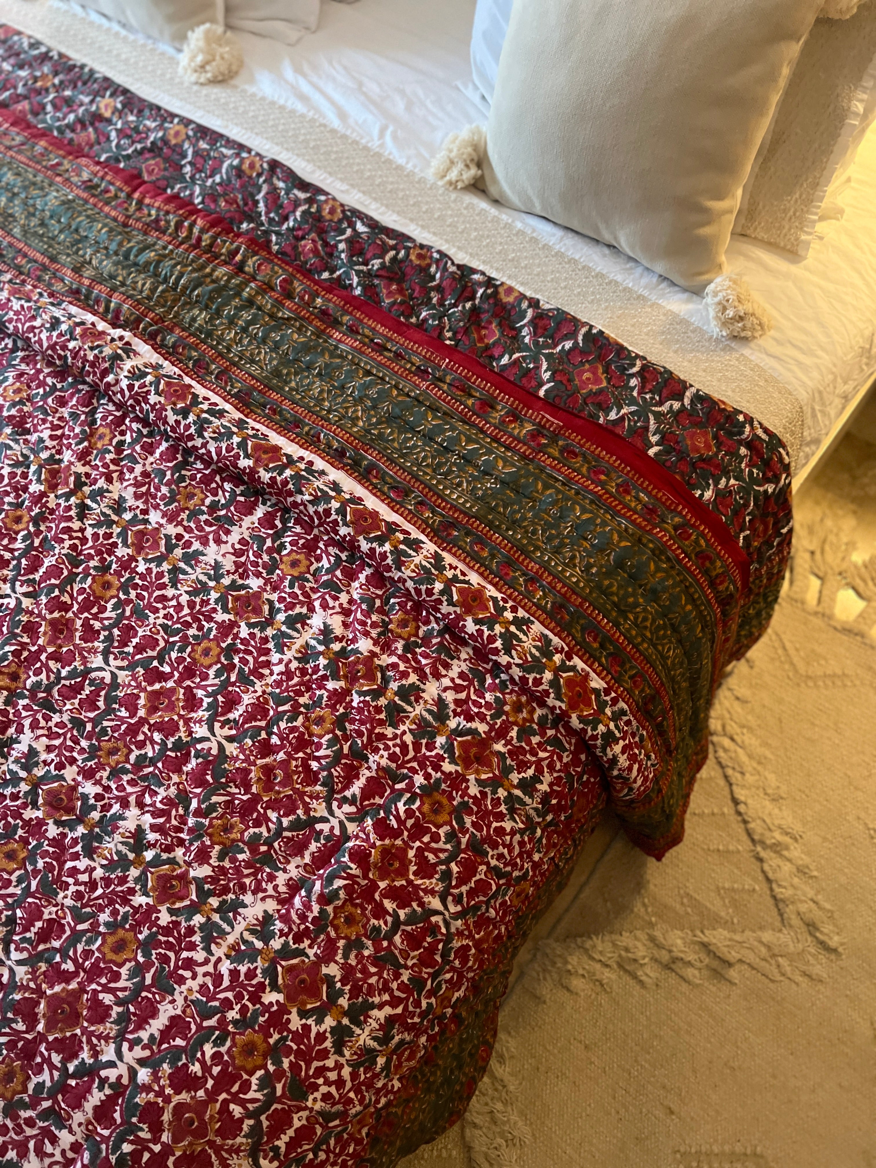 Forest Pink Jaipur Cotton Quilt - King