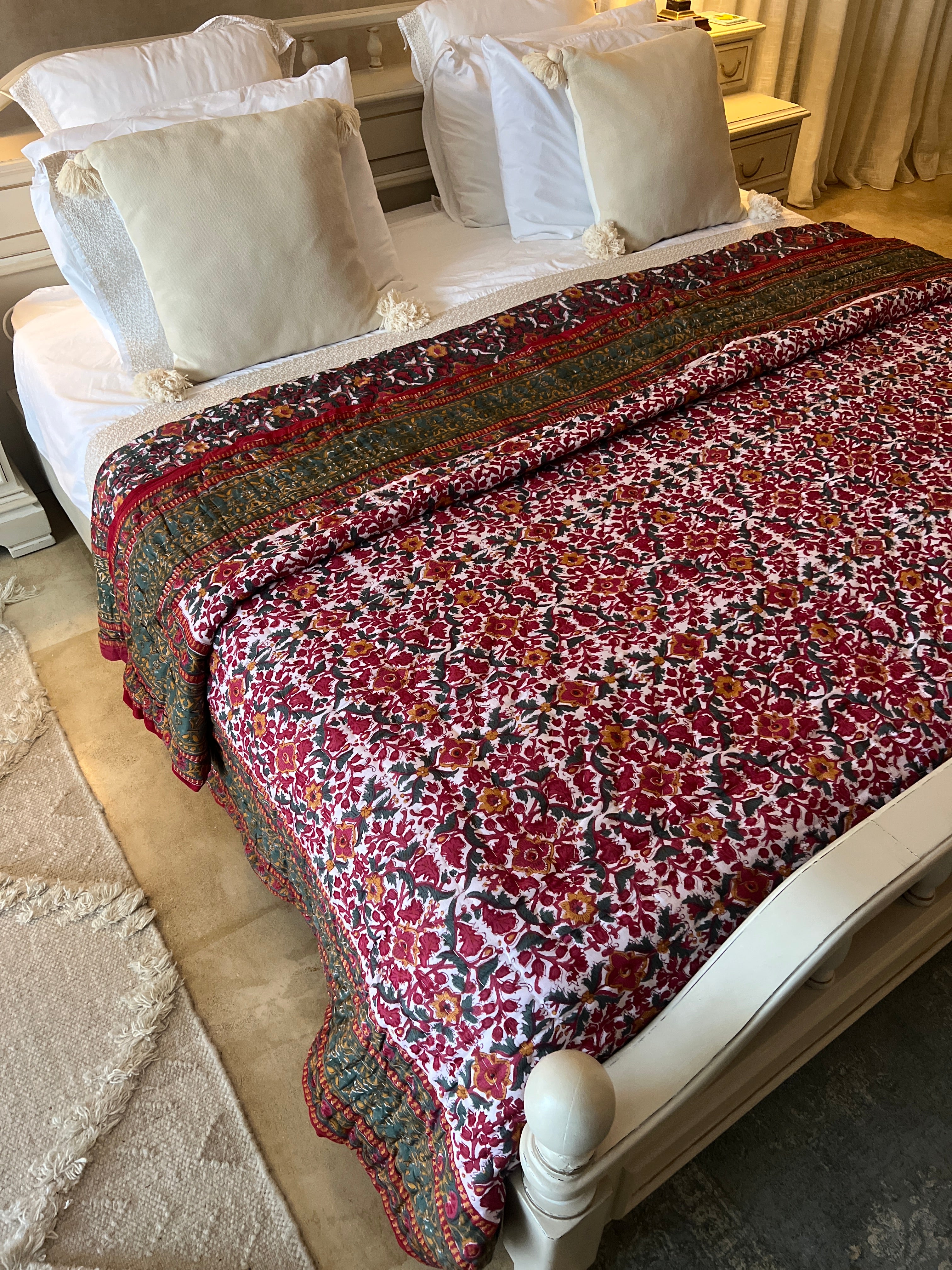 Forest Pink Jaipur Cotton Quilt - King