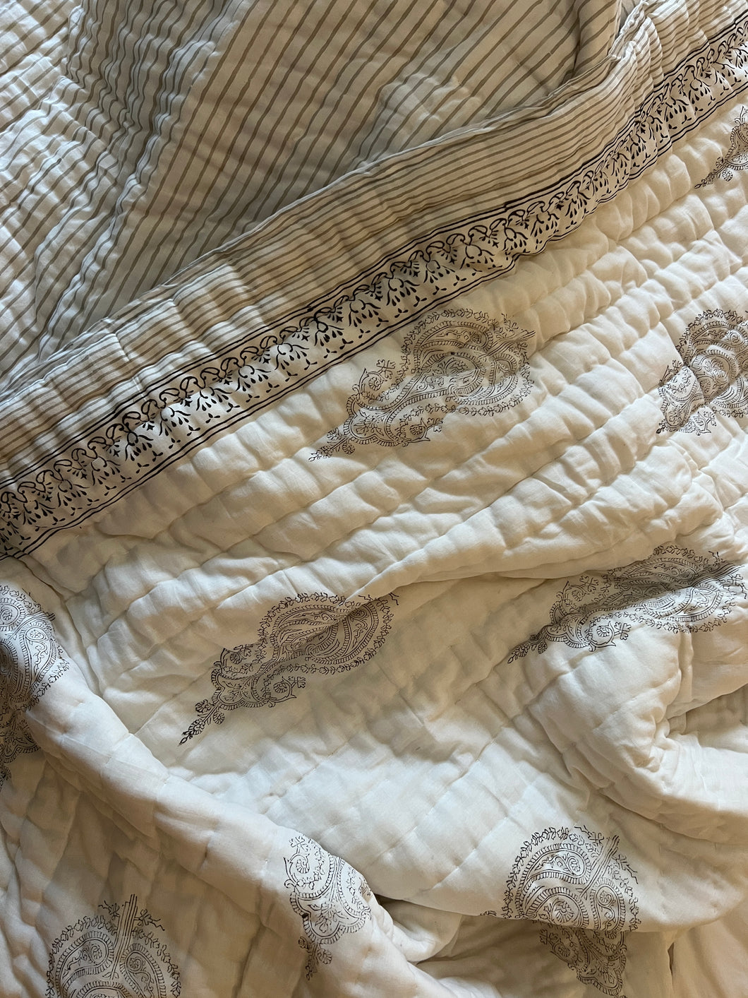 Grey Jaipur Cotton Quilt - Queen