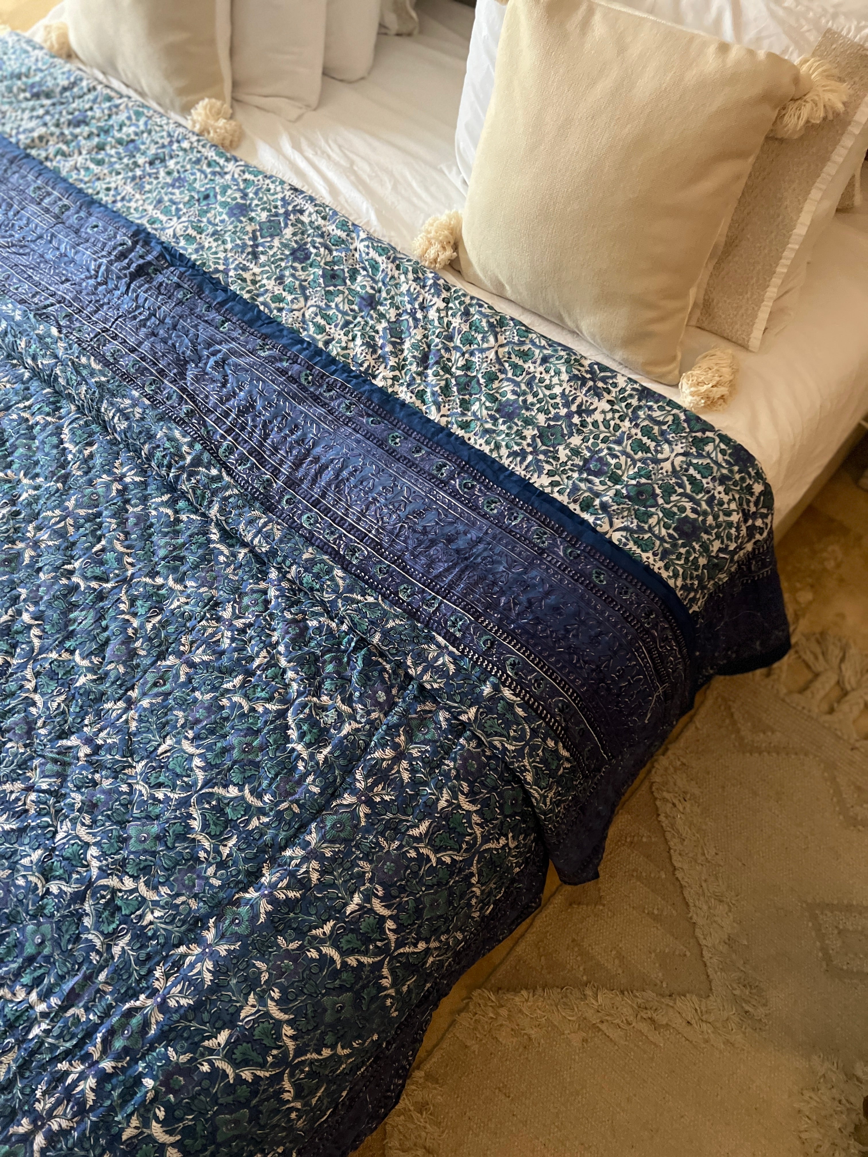 Green Blue Forest Quilt - King