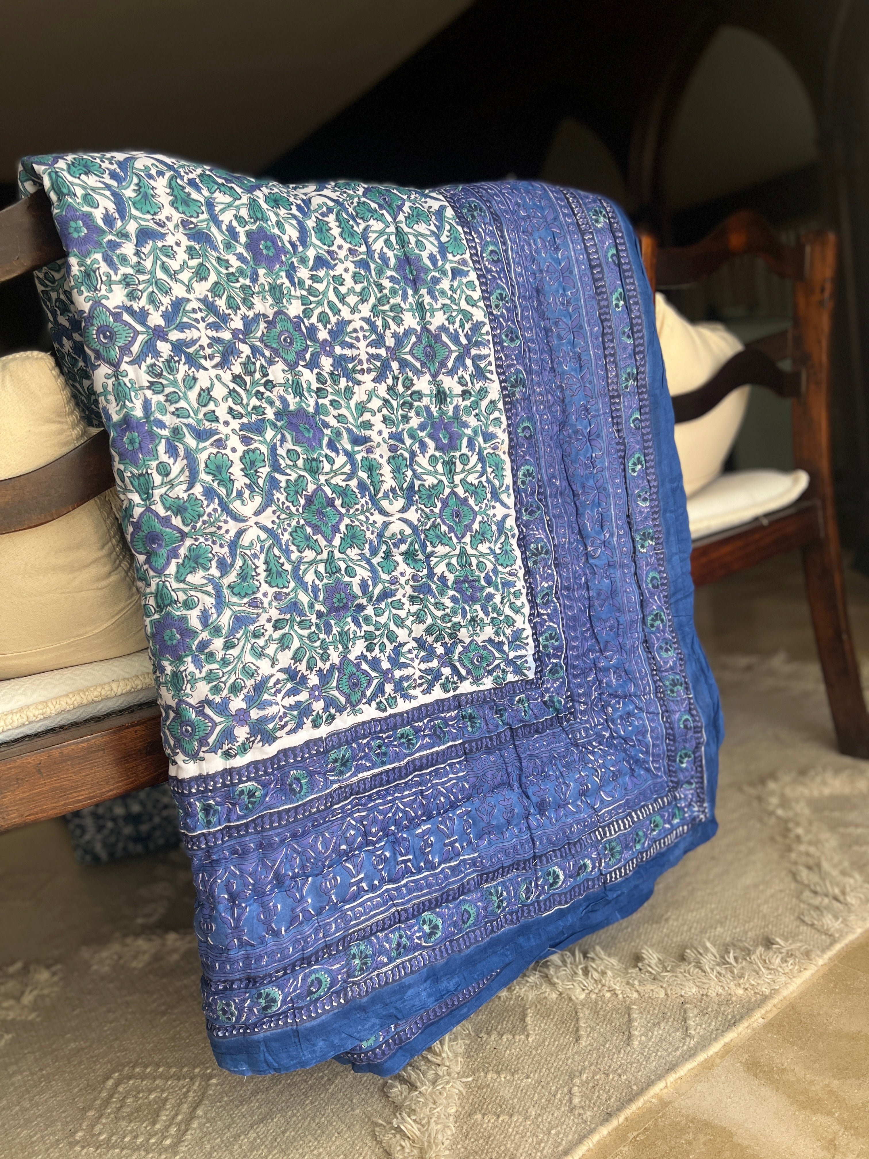 Green Blue Forest Quilt - King