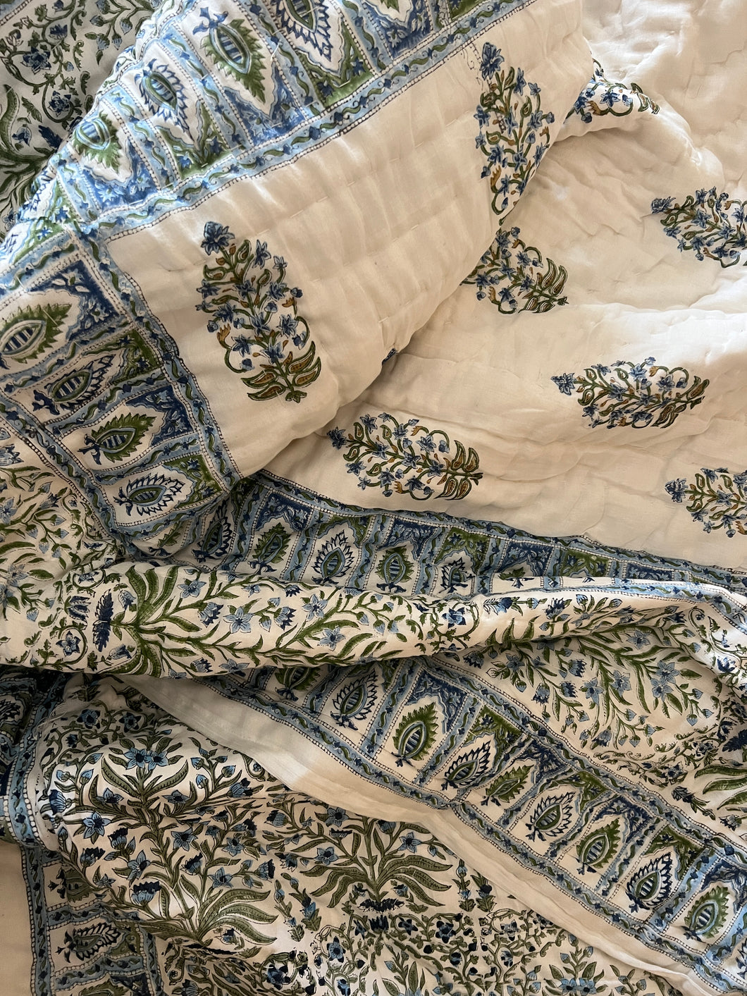 Carolina Blue Jaipur Cotton Quilt - Queen